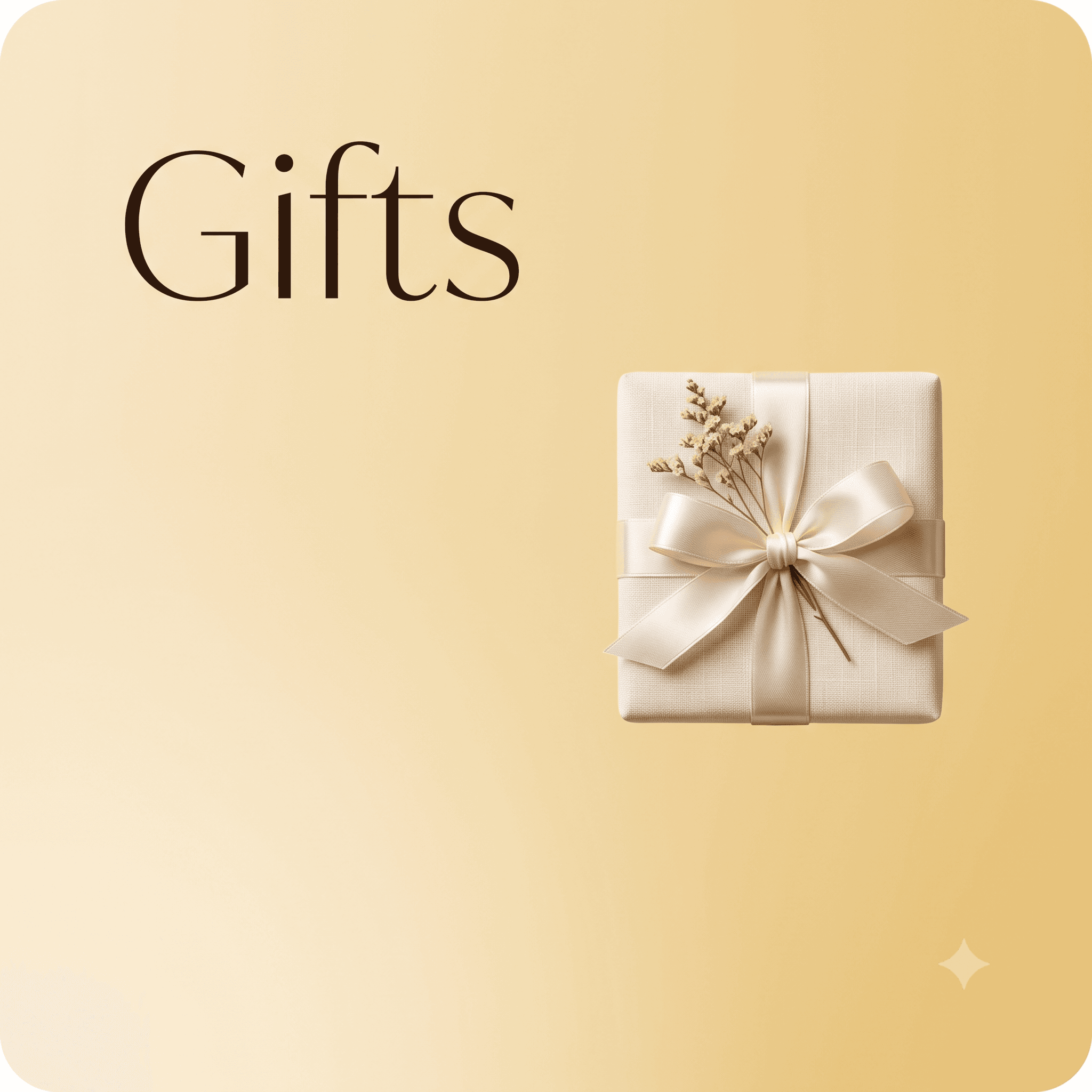 Styled flat lay of gift products arranged together